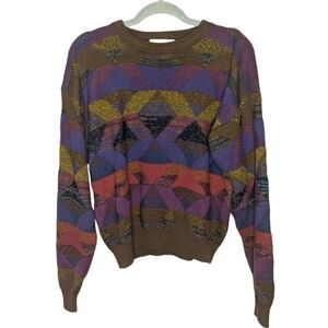 Vintage Expressions Worldwide 1990s Geometric Pattern Colorblock sweater medium